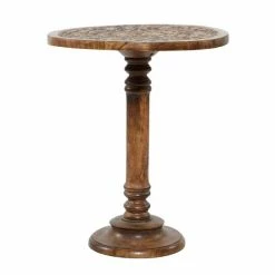 Hot Sale ⭐ Grayson Lane Traditional Brown Mango Wood Round End Table 🔔 -GRAYSON LANE Sales 2022 330857198 AlternateImage5 l