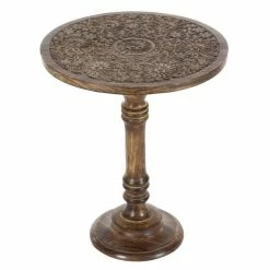 Hot Sale ⭐ Grayson Lane Traditional Brown Mango Wood Round End Table 🔔
