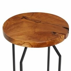New 🧨 Grayson Lane Brown Teak Wood Round End Table 👍 -GRAYSON LANE Sales 2022 330857199 AlternateImage3 l