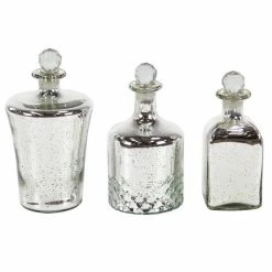 Flash Sale 😀 Grayson Lane Set of 2 Decorative Jars in Silver Glass 🤩