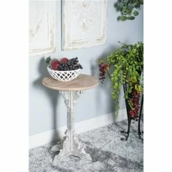 Top 10 🛒 Grayson Lane Farmhouse Off-White Wood Round Accent Table ❤️ -GRAYSON LANE Sales 2022 330857209 AlternateImage2 l
