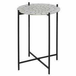 New 😉 Grayson Lane Contemporary Silver/Black Aluminum Round Accent Table 🎁