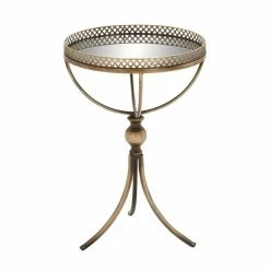 Coupon ✨ Grayson Lane Traditional Gold Brass Iron with Mirror Round End Table 🧨