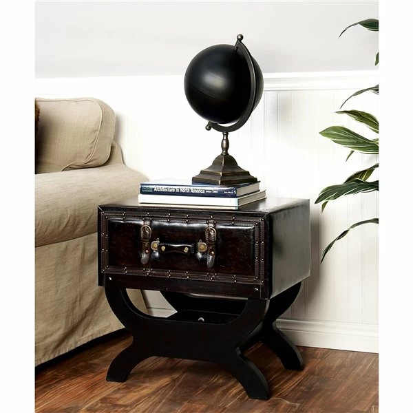 Coupon 👏 Grayson Lane Traditional Brown Wood and Faux Leather Square End Table 🔥 2 Coupon 👏 Grayson Lane Traditional Brown Wood and Faux Leather Square End Table 🔥 - Image 2