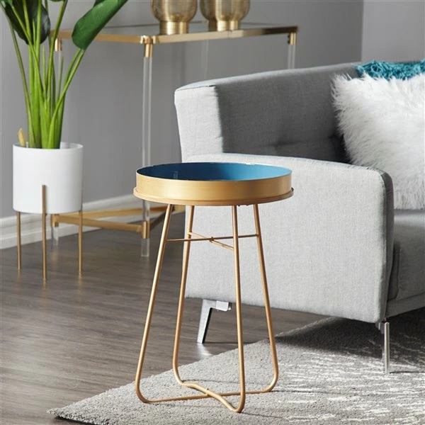 Coupon 🤩 Grayson Lane Blue and Gold Metal Round End Table 🥰 2 Coupon 🤩 Grayson Lane Blue and Gold Metal Round End Table 🥰 - Image 2