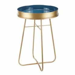 Coupon 🤩 Grayson Lane Blue and Gold Metal Round End Table 🥰