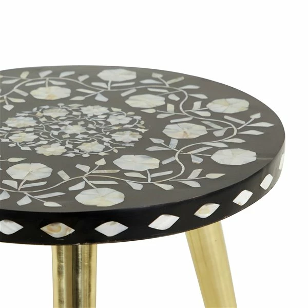 New ❤️ Grayson Lane Gold Aluminum with Wood Top Round End Table 😉 3 New ❤️ Grayson Lane Gold Aluminum with Wood Top Round End Table 😉 - Image 3