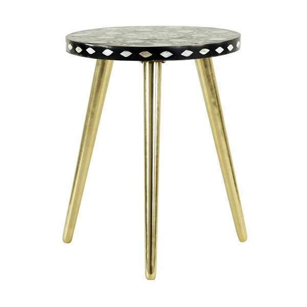 New ❤️ Grayson Lane Gold Aluminum with Wood Top Round End Table 😉 4 New ❤️ Grayson Lane Gold Aluminum with Wood Top Round End Table 😉 - Image 4