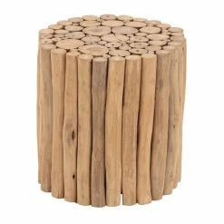 Hot Sale 😍 Grayson Lane Brown Teak Wood Round End Table/Footstool 🔔 -GRAYSON LANE Sales 2022 330857239 AlternateImage5 l