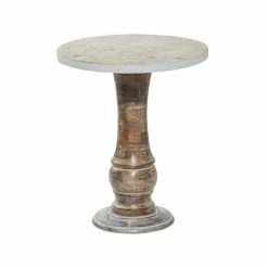 New 😀 Grayson Lane Grey Mango Wood Round End Table 🔥