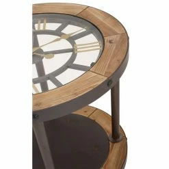 Outlet 😀 Grayson Lane Brown Wood and Glass Round End Table ⌛ -GRAYSON LANE Sales 2022 330857248 AlternateImage3 l