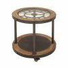Outlet 😀 Grayson Lane Brown Wood and Glass Round End Table ⌛