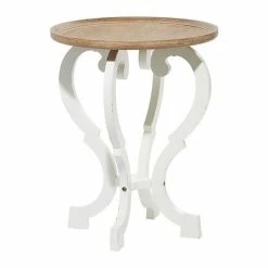 Coupon ✨ Grayson Lane Farmhouse Brown and White Wood Round End Table 👍