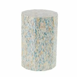 Best Sale 🧨 Grayson Lane Light Blue Resin Round End Table 🎁