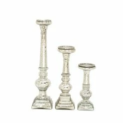 Cheapest 😉 Grayson Lane Set of 3 Traditional Silver Glass Pillar Candle Holder 😀 -GRAYSON LANE Sales 2022 330857255 AlternateImage5 l