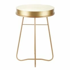 Outlet ⌛ Grayson Lane White and Gold Metal Round End Table 🔔 -GRAYSON LANE Sales 2022 330857258 AlternateImage5 l
