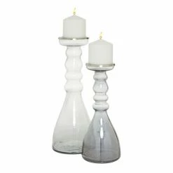 Hot Sale 🤩 Grayson Lane Set of 2 Contemporary Clear Glass Pillar Candle Holder 🤩 -GRAYSON LANE Sales 2022 330857259 AlternateImage5 l