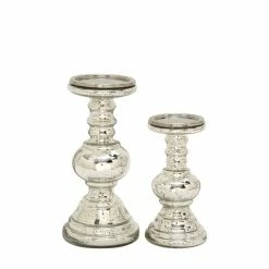 Best deal 😍 Grayson Lane Set of 2 Traditional Silver Glass Pillar Candle Holder ✨ -GRAYSON LANE Sales 2022 330857260 AlternateImage5 l