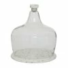 Best Pirce 🤩 Grayson Lane 11-in x 9-in Contemporary Cake Stand with Cloche in White Stoneware and Glass ⌛