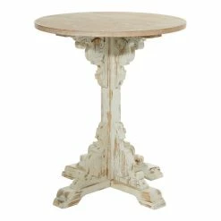 Promo 👍 Grayson Lane Farmhouse Off-White Wood Round End Table 🤩