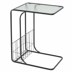 New 🔥 Grayson Lane Black Glass Rectangular End Table 🔔