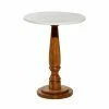 Flash Sale 🎉 Grayson Lane White Granite/Marble and Mago Wood Round End Table 🎁