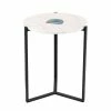 New 🤩 Grayson Lane Modern White Granite/Marble Round End Table 🎁