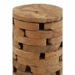 Hot Sale 👍 Grayson Lane Brown Teak Wood Round Stool 🔥 -GRAYSON LANE Sales 2022 330857282 AlternateImage3 l