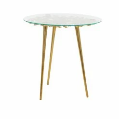 Deals 😍 Grayson Lane Gold Aluminum with Glass Round End Table 🌟 -GRAYSON LANE Sales 2022 330857286 AlternateImage5 l