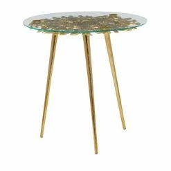 Deals 😍 Grayson Lane Gold Aluminum with Glass Round End Table 🌟