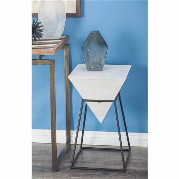 Promo 🥰 Grayson Lane White and Black Metal/Wood Square End Table ✔️ 2 Promo 🥰 Grayson Lane White and Black Metal/Wood Square End Table ✔️ - Image 2