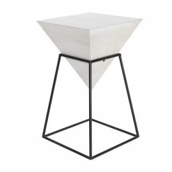 Promo 🥰 Grayson Lane White and Black Metal/Wood Square End Table ✔️