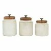Coupon 😍 Grayson Lane Set of 3 Country Cottage White Terracotta Decorative Jars ⭐