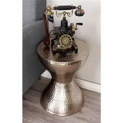 Budget 🌟 Grayson Lane Contemporary Silver Iron Round End Table 💯