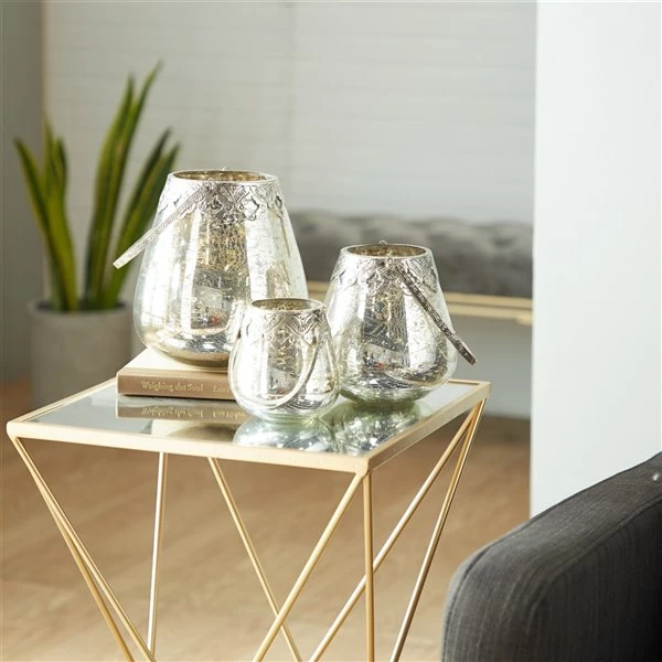 Brand new ✨ Grayson Lane Set of 3 Glam Silver Glass Pillar Candle Holder 🥰 2 Brand new ✨ Grayson Lane Set of 3 Glam Silver Glass Pillar Candle Holder 🥰 - Image 2