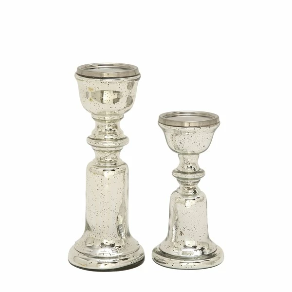 Deals 😀 Grayson Lane Set of 2 Silver Glass Pillar Candle Holder 🛒 5 Deals 😀 Grayson Lane Set of 2 Silver Glass Pillar Candle Holder 🛒 - Image 5