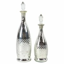 Best Sale π Grayson Lane Set of 2 Glam Silver Glass Decorative Jars π―