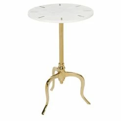 Brand new 👍 Grayson Lane White and Gold Granite/Marble Round End Table ⌛