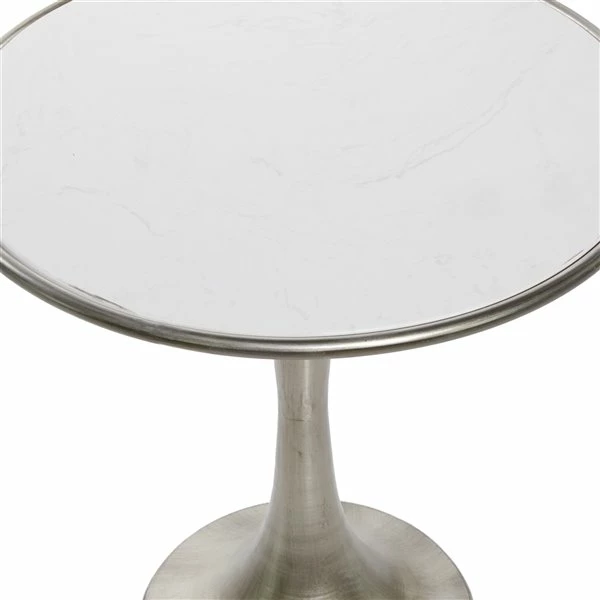 Outlet ⌛ Grayson Lane Silver with Granite/Marble Top Round End Table ⌛ 3 Outlet ⌛ Grayson Lane Silver with Granite/Marble Top Round End Table ⌛ - Image 3