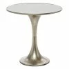 Outlet ⌛ Grayson Lane Silver with Granite/Marble Top Round End Table ⌛