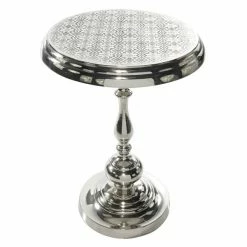 Promo 🤩 Grayson Lane Traditional Silver Aluminum Round Accent Table 🥰 -GRAYSON LANE Sales 2022 330857334 AlternateImage5 l