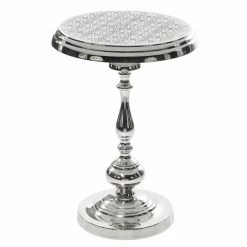 Promo 🤩 Grayson Lane Traditional Silver Aluminum Round Accent Table 🥰