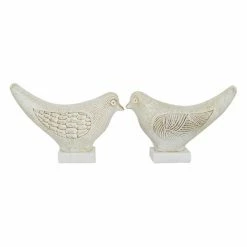 Buy 👍 Grayson Lane Set of 2 16.75-in x 18.25-in Coastal White Ceramic Bird Sculpture 🎁