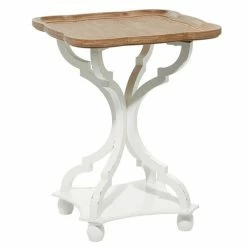 New ⌛ Grayson Lane Farmhouse White Wood Corner End Table 🛒