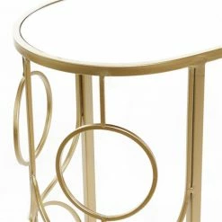 Cheap 🌟 Grayson Lane Gold Mirror Half-round End Table 👍 -GRAYSON LANE Sales 2022 330857349 AlternateImage3 l