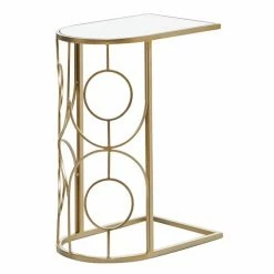 Cheap 🌟 Grayson Lane Gold Mirror Half-round End Table 👍