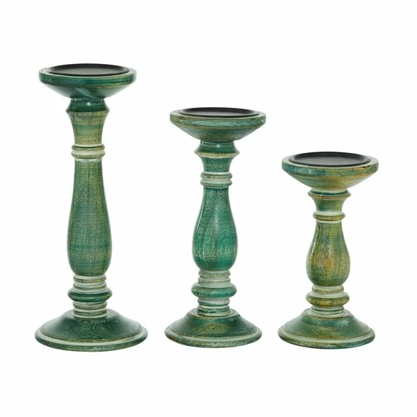 New ๐ Grayson Lane Set of 3 Farmhouse Green Mango Wood Pillar Candle Holder ๐ 5 New ๐ Grayson Lane Set of 3 Farmhouse Green Mango Wood Pillar Candle Holder ๐ - Image 5