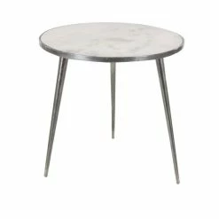 Hot Sale 🔔 Grayson Lane Contemporary Silver Granite/Marble Round End Table 👏