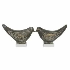 Hot Sale 🛒 Grayson Lane Set of 2 16.75-in x 18.25-in Coastal Brown Ceramic Bird Sculpture 🎁