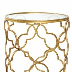 Cheap 🤩 Grayson Lane Gold and Glass Round End Table 🎉 -GRAYSON LANE Sales 2022 330857364 AlternateImage4 l
